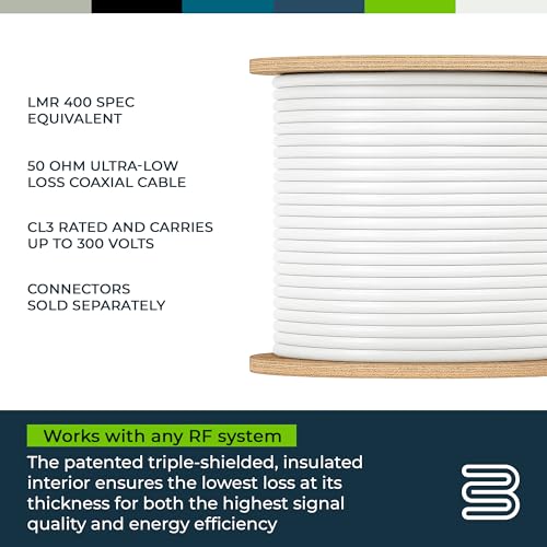 Image of Bolton400 Coaxial Cable 500ft White, No Connector LMR400 Equivalent | Heavy-Duty Ultra-Low-Loss 50-Ohm Design for Signal Boosters, Antennas and Networking Equipment in Residential & Commercial