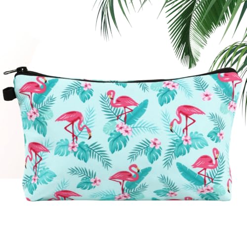 MEJOSER Kosmetiktasche Klein Flamingo Wasserdicht Geschenke für Frauen Beste Freundin Kulturtasche Kulturbeutel Damen Mädchen Pool Hawaii Party Sommer Urlaub Schminktasche Make Up Tasche
