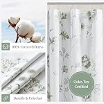 Martha Stewart Martha's Garden Shower Curtain Botanical Floral Print Cotton Shower Curtain for Bathroom, Spa Quality Modern Shower Curtains Standard Size, 72x72 Sage Green