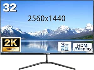 BAROTA モニター 32インチ 2K 2560x1440 WQHD 薄型 75HZ 5ms応答 IPS