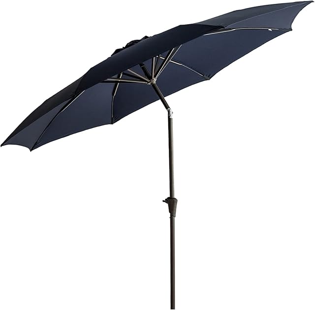 Helios&Hestia 3.35m Outdoor Garden Market Parasol Patio Table Umbrella with Fiberglass Tips and Tilt, Navy Blue