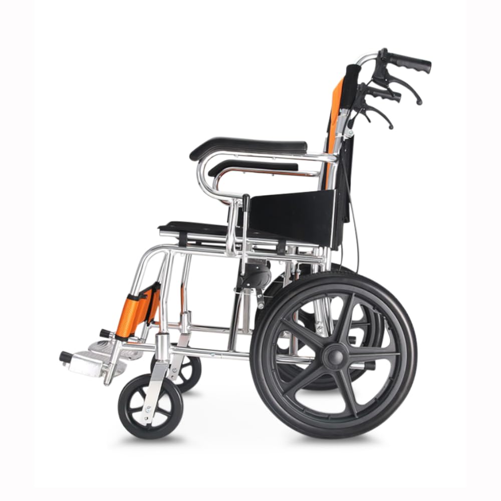 PRATIKA Carrozzina Pieghevole Transito Alluminio Sedia Nero Arancio