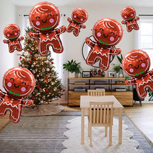 Zurbaa Gingerbread Man Family Christmas Foil Balloons - Big And Mini Gingerbread Man Xmas Decoration Kids Balloon New Year Eve Party Supplier Jm Puri Mi 8Pcs, Pink #TOP5
