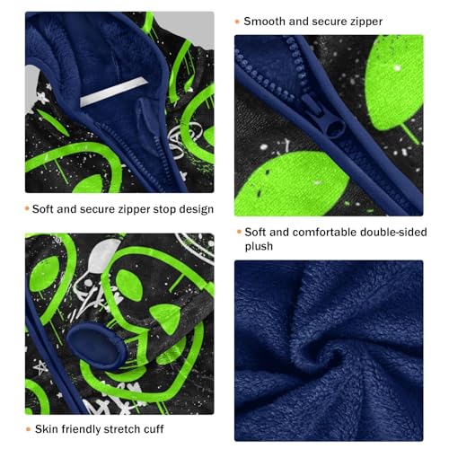 Image of Aflyko Boys Fleece Coat Blue Zip-Up Hoodie Girls Outerwear Kids Hooded Jacket