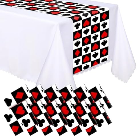 Peryiter 12 Pcs Plastic Poker Table Runners Cover