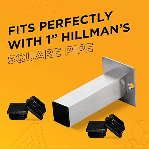 Image of 1 inch (25.4 mm) Outer Perimeter Ribbed Plastic Hole Plugs, Square Black Metal Tubing End Caps, Strong Furniture Leg Inserts, Impact & Weather Resistant, Made in the USA - 20 Pack