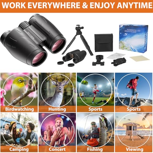 Image of HD Binoculars 25x30 for Adults with Phone Adapter,Tripod and Tripod Adapter,Waterproof Binoculars for Bird Watching,Hiking,Travel and Sport Games