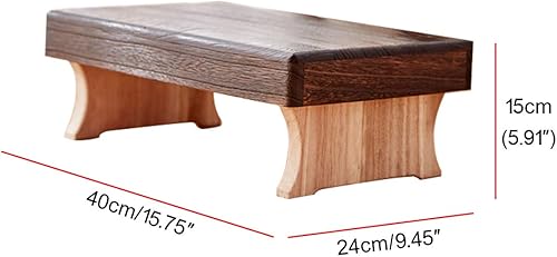 Miniatura 2 de Jweemax Taburete bajo plegable de madera, estilo japonés, portátil, muebles tradicionales, taburete para el hogar, tapete Tatami