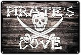 Agedsign Pirates Cove Parking Sign, Metal Tin Signs Personalized Decorations Man Cave Home Wall Decor 8 x 12 inches