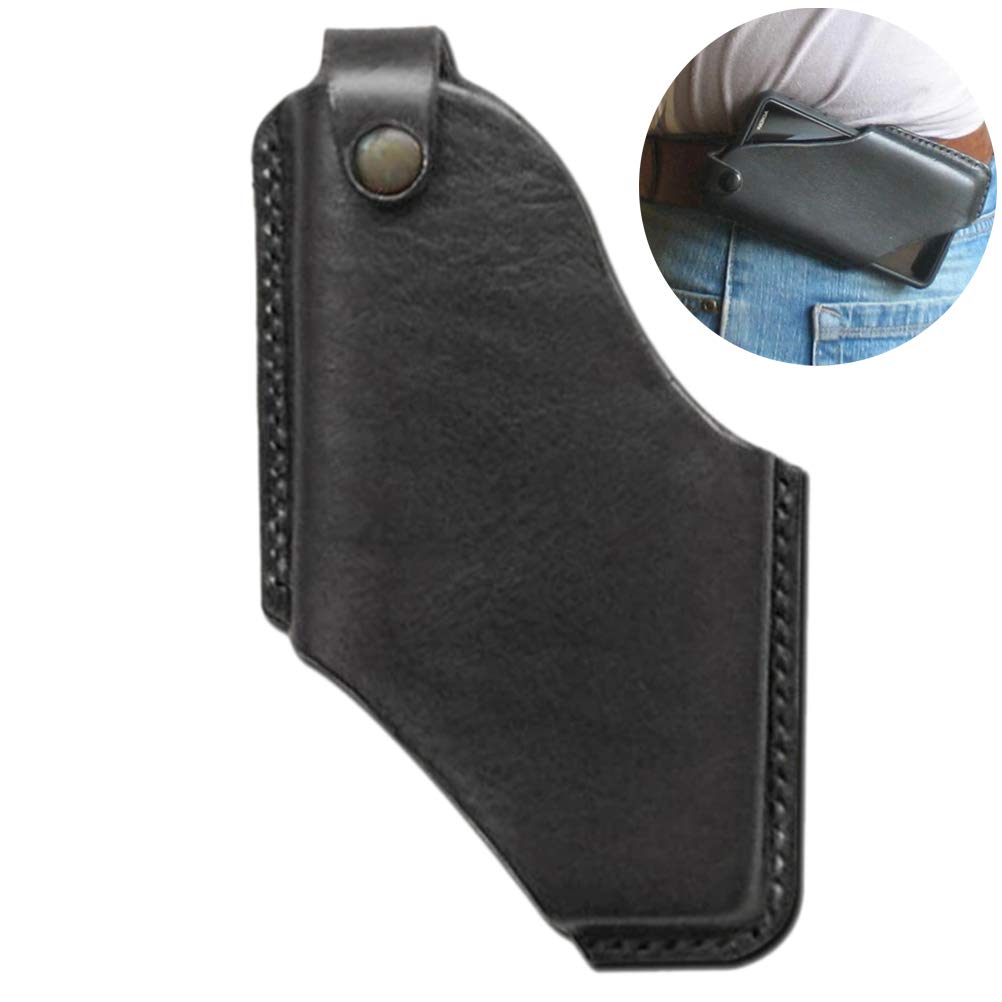 Mobile Phone Belt Pouch, PU Leather Phone Holster Mobile Phone Belt Vintage PU Leather Phone Holster for Walking (Black)