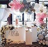 PartyWoo Pink Gray White Balloons 70 pcs 12 Inch Gray Balloons Grey Balloons Baby Pink Balloons White Balloons Gold Confetti Balloons for Party, Wedding, Birthday, Girls Baby Shower, Bridal Shower