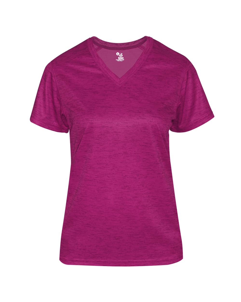 Badger Sports Ladies' V-Neck Tee Hot Pink Tonal Blend med