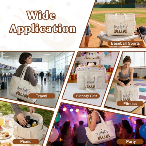 Bolso Tote Baseball Mom XL para Día de Juego miniatura 7
