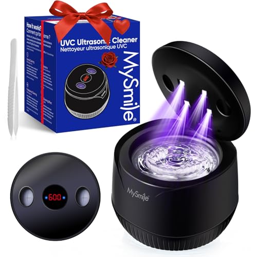 MySmile Nettoyeur de retenue à ultrasons, 200ML, nettoyeur de prothèses dentaires, 45 kHz avec minuterie numérique pour prothèses dentaires, alignement,...