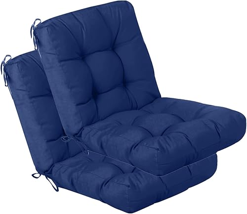 QILLOWAY Cojín de repuesto para silla de asiento y respaldo al aire libre, cojines de repuesto de temporada primaveraverano - Juego de 2 (azul