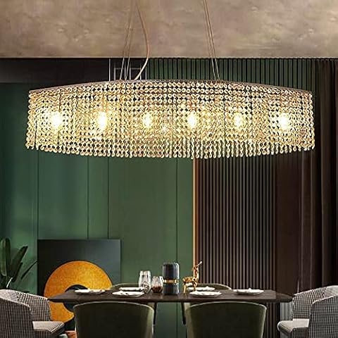 LED Crystal Chandelier Modern Dimmable Pendant Lamp Raindrop Design Adjustable Height Ceiling Lamp Bedroom Dining Room Living Room Lamps Hotel Corridor Lighting Crystal Pendant Light Oval,a Cover