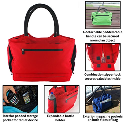 Gen 2 - Travel Tote With Anti-Theft Lock and Insulated Cooler Compartment - (Riviera Red)2