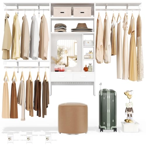 Unikito 8FT Wall Mounted Closet System with Vanity Desk, 96''