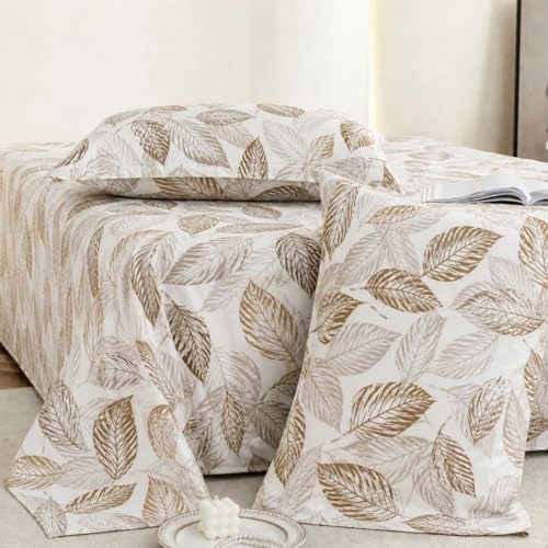Image of Jaipur Weaves Bedsheet Queen Size 100% Pure Cotton Bed Sheet with 2 Pillow Covers, 240 TC Super Soft Cozy Bedsheets Set,90x108 inches(Cocoa Brown, Queen, Pack of 1)