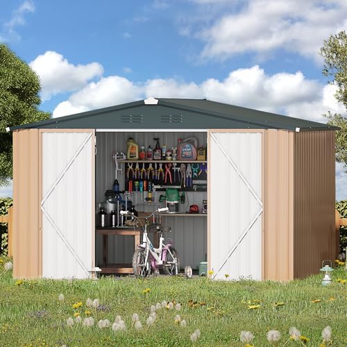 U-MAX 8' x 10' Metal Storage Shed for Outdoor, Yard Steel Shed with Design of Lockable Doors, Utility and Tool Storage for Patio, Garden, Backyard, Outside use - 1