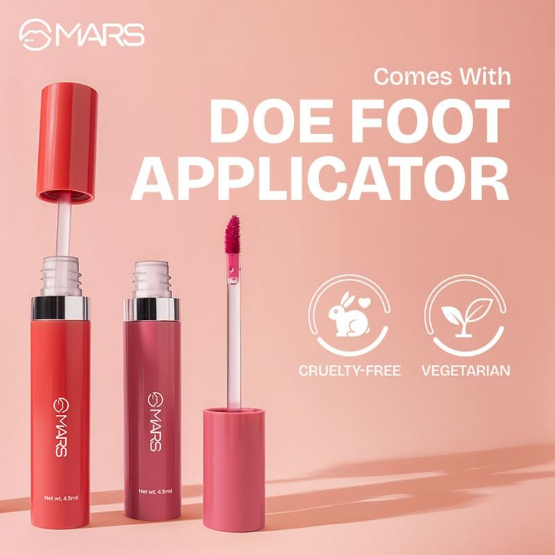 Image of MARS Drip Lip Tint for Women (4.5 ml) (02-Mulberry Drip) | Lightweight & Long-Lasting | Comfortable Long Wear | Non-patchy Reapplication |Buildable Color, Glossy Finish (Pack of 2)