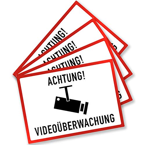 Preisvergleich Produktbild KAVARO Aufkleber Videoüberwachung Kamera Aufkleber zur Einbrecher Abschreckung Kameraüberwachung Alarm (4 Stück)