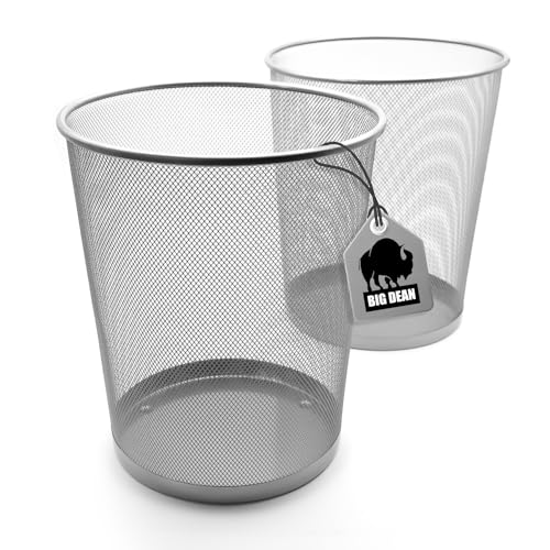 BigDean 2 Stück Papierkorb Mülleimer Büro silber 20L Draht –...
