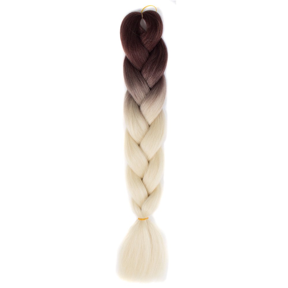 PANCY 24"Ombre Braiding Hair For Box Synthetic Braiding Hair Extension Blacke Silver Dark Green Brown (brown silver)