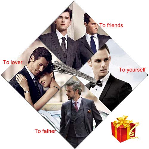Image of Yoursfs Tie Clips for Men Tie Pin Classic Slash Regular Tie Bar