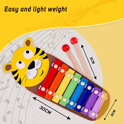 Image of Baybee Baby Musical Toy Xylophone Piano Set for Kids | Colorful Sound Keyboard Instrument for Early Learning, Motor Skills & Hand Eye Coordination | Educational Gift for Boys & Girls (Tiger)