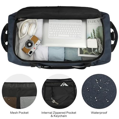 Image of TUGUAN Extra Large Duffle Bag for Men, 100L Big Duffel Bag for Travel Sports Gym Equipment Bags W /Adjustable Shoulder Strap Overnight Weeekender Bag for Trip Camping Hiking Baseball Soccer, XL Blue