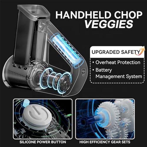 Handheld Vegetable Cutter Vegetable Slicer, Cordless Vegetable Chopper with 4 Blades, Use for Shaving Ice, Cucumber Potato Slicer, Electric Salad Maker for Onion, Cucumber, Carrot, Garlic Purple - Image 6
