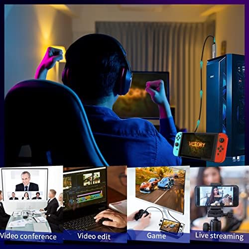 Capture Card, Video Capture Card HDMI to USB/Type-C 1080P 60FPS Game Capture Card for streaming, teaching, video conferencing or live broadcasting