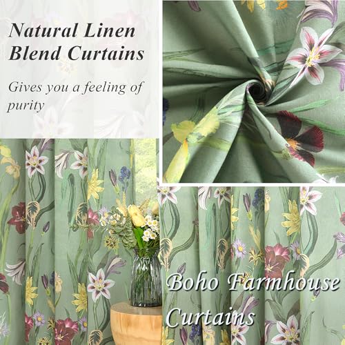 Image of Schweek 96 Inches Long Boho Curtains 2 Panels for Living Room Sage Green