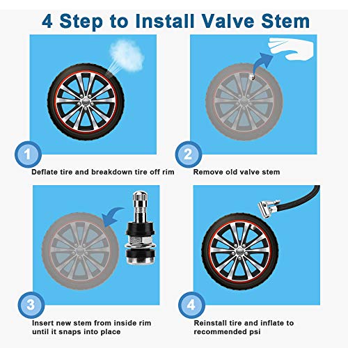 5Pcs Tr416 Tire Valve Stems - Outer Mount Metal Valve Stem High-Pressure Metal Clamp-In Valves For 0.453" And 0.625" Rim Hole #TOP5