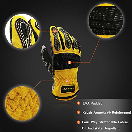 Intra-Fit® Impressive Extrication Gloves, Cut Resistant Work Gloves, Protective Oil And Water Repellent, Yellow #TOP1