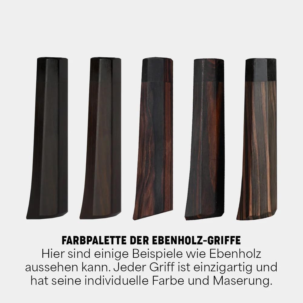 Hackmesser (Chinesisches Kochmesser) für Fleisch und Gemüse | Griff: Ebenholz | 18 cm Carbonstahl Klinge | Extrem Hart und langlebig | Hackbeil Küchenbeil mit Holzgriff | PETER-PEPPER-18
