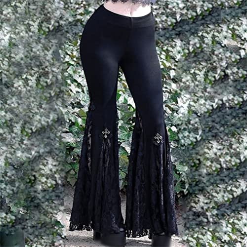 Instobig Goth Fashion Flare Pants Trad Mall Goth Flare Bell Bottom Trousers Y2K Wide Leg Pants For Women #TOP2