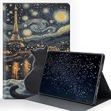 ZXYBNMLE Case for iPad Pro M4 13 Case (7th Gen), Protective Tablet Cover with Adjustable Stand and Magnetic Auto Wake/Sleep,Eiffel Tower with Cat Scene