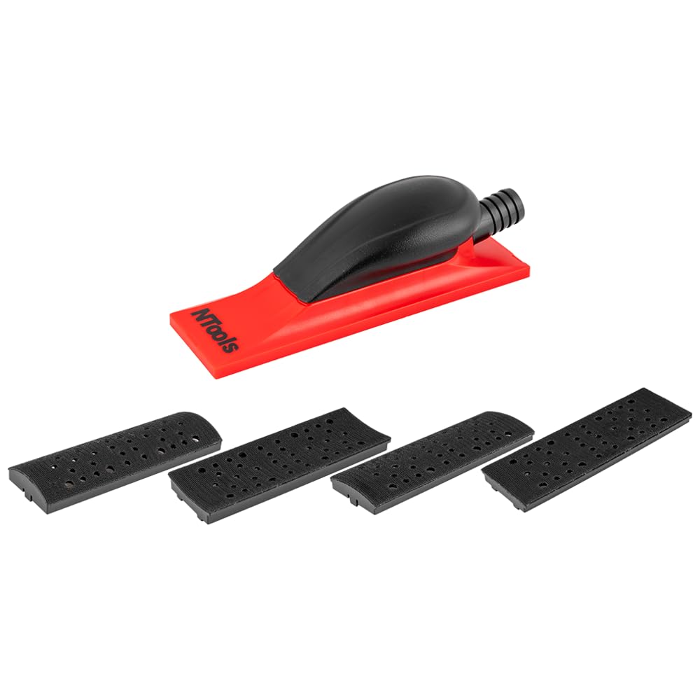 HR P4 198 - Handschleifer mit Absaugung und Klett, 198 x 70 mm | Schleifklotz mit Absaugung | Staubfreies Schleifen: Sauglochsystem und verstellbarer Schlauchanschluss
