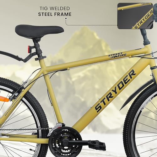 Image of Stryder 26T Street Fire Multispeed Gear Mountain Cycle (Desert::Strom) - V Brake | Rigid Fork | Welded Steel Frame | Alloy Rims | Unisex MTB Bicycle | 85% Assembled (Desert::Strom)