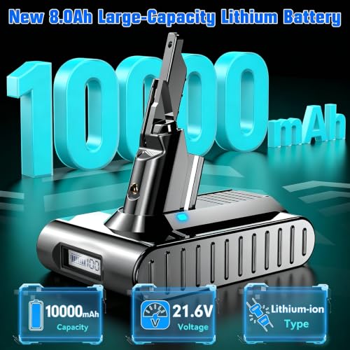 Image of Nonbliep Upgraded Li-ion 10000Ah Replacement Battery for Dyson V7 SV11 with LCD Power Display & Filter, Compatible with Dyson V7 Absolute Animal Motorhead Fluffy Trigger Cordless Stick Vacuum Cleaner