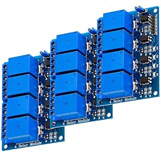 AZDelivery 4 Channel Relay Module DC 5V with Optocoupler Low-Level Trigger Relay Shield Board compatible with Arduino Including E-Book! (Pack of 3)