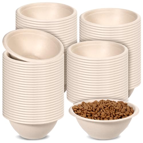200 Pcs Disposable Pet Bowls Bulk 8 Oz Travel Paper Food Bowls for Small Dogs Puppy Cat Leakproof Pet Feeding and Watering Supplies 1 Cup