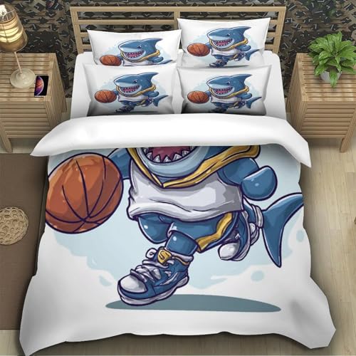 Housse de couette basket requin 135x200cm en microfibre 3D haute résistance - 5
