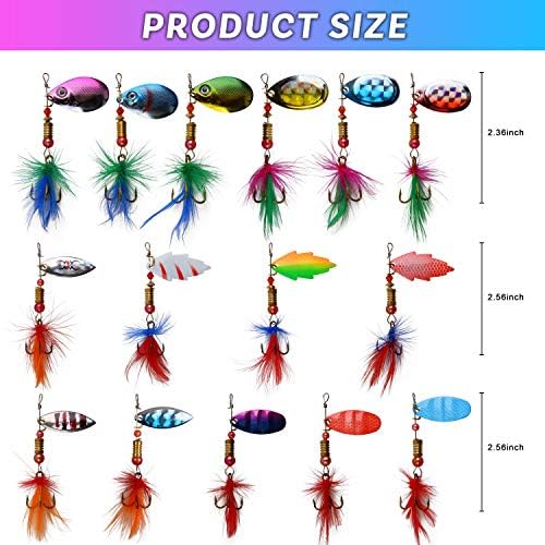 Easy Catch 30pcs Fishing Spoon Spinnerbaits Mixed Colorful Metal Casting Fishing Spinner Baits Spoon Fishing Lures Sharp Treble Hooks Tackle Kit