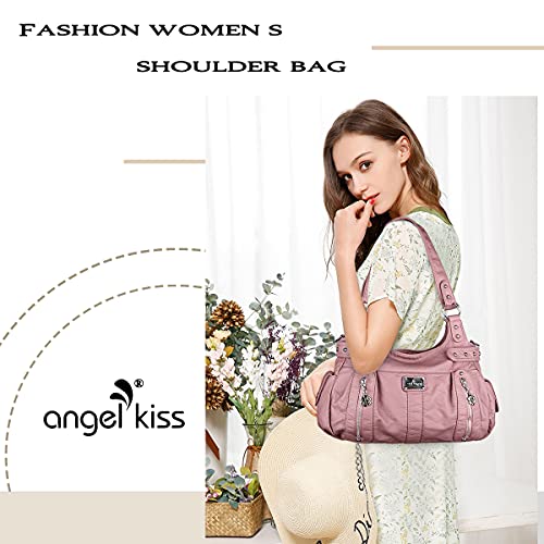 Image of Angel Kiss Large Purses and Handbags for Women Washed Faux Leather Crossbody Hobo Satchel Shoulder Handbag Tote Purse
