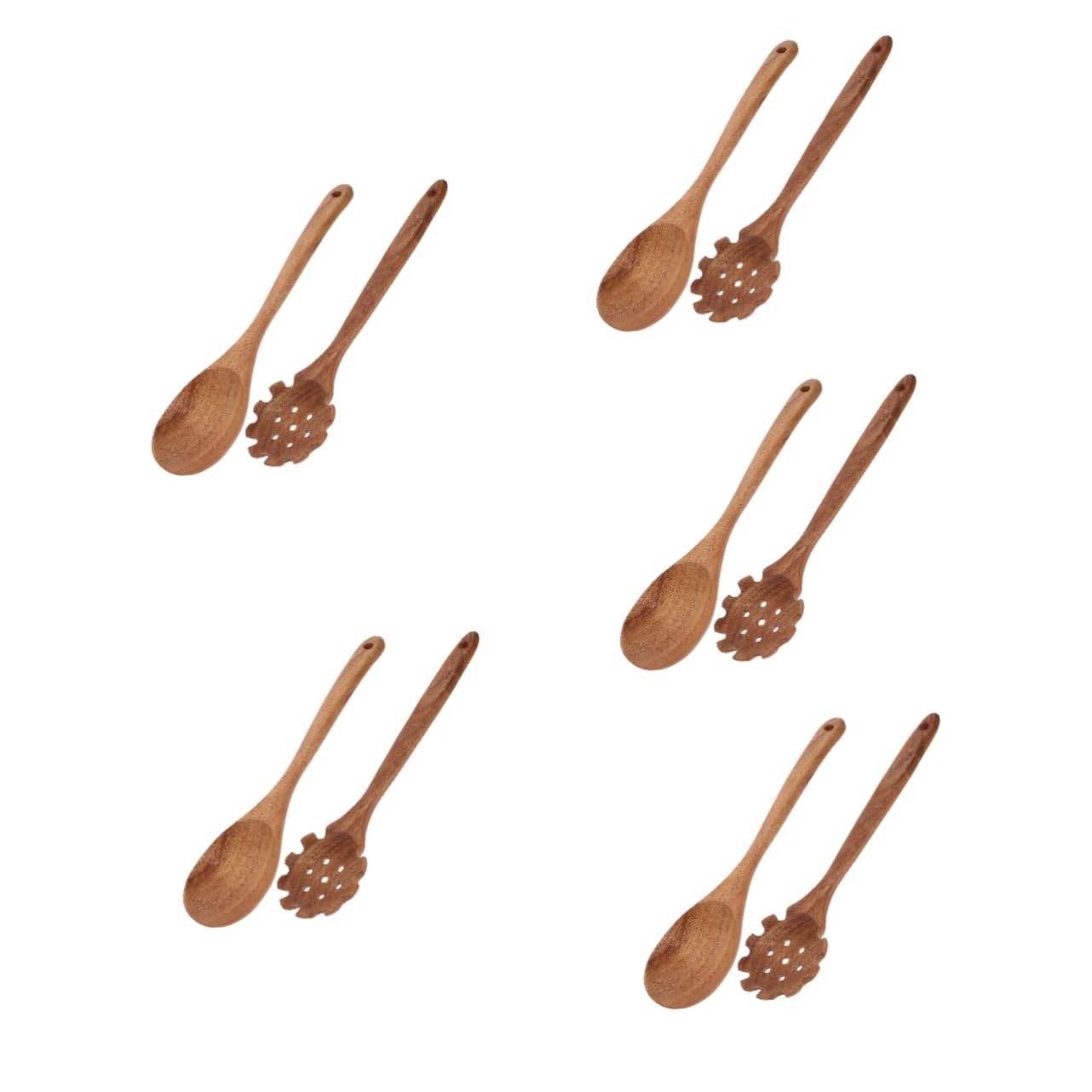 TOPBATHY 10 Piezas Cuchara para fideos con mango largo utensilios para servir comida cuchara sopera cucharas de madera utensilios de cocina de madera o de para el hogar