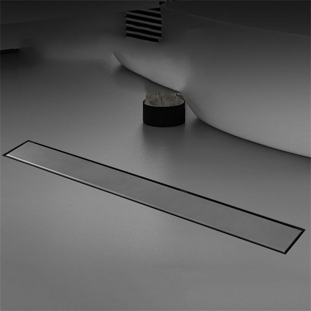 HBJWOV Invisible Rectangular Floor Drain Stainless Steel Large Drainage Can Be Inlaid with Ceramic Tiles