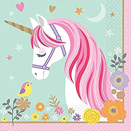 Amscan 511929 Luncheon Napkins | Magical Unicorn Collection | 6.5" X 6.5" | 16 Pcs | Birthday #TOP1